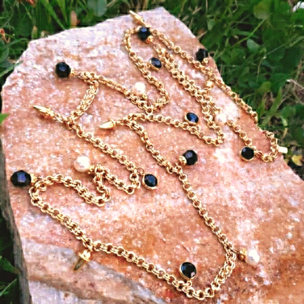 Vtg Swarovski Crystal Gold Charm Necklace Necklace - Picture 4 of 6